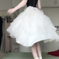 Black‑White Contrast Tulle Prom Gown, Strapless 3D‑Floral Tiered High‑Low Hem Evening Dress gh9046