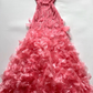 ✨Girlhomeshops-Hot Pink 3D Petal Mermaid Prom Dress Spaghetti Strap gh10194
