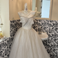 Ivory Strapless Beaded Neckline Design Waist-Cinched Voluminous Skirt Romantic Dress, Wedding Gown gh7693