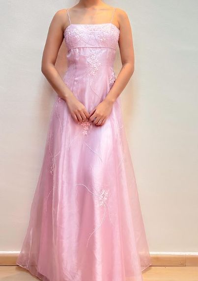 Robe de soirée longue en satin et tulle à bretelles spaghetti, élégante et exquise, rose, à la mode, robe de bal, robe de soirée, robe de remise de diplôme, gh3487