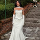 Robe sirène blanche élégante | Robe à épaules dénudées ornée de strass, tenue de soirée chic pour une réunion entre amies gh6454