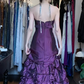 Dark Purple Strapless Sweetheart Tiered Ruffle Sparkly Long Evening Prom Dress gh9757