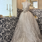 Light Gray Apricot Strapless Waist-Cinched Full Flared Long Vintage Romantic Dress, Wedding Gown gh7504