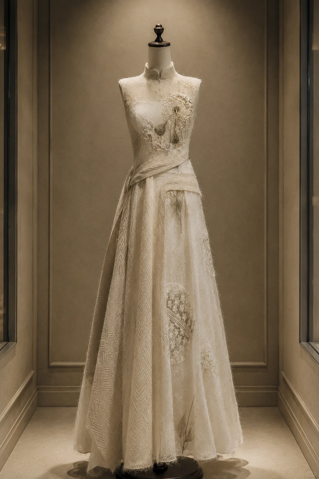 ✨Girlhomeshops-Chinese Style Beaded Fan Embroidery Qipao Evening Gown gh10350