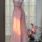 Ombre Pink Strapless Fully Sequin Evening Gown with Colorful Rhinestone Waistband & Irregular Ruffle Mermaid Skirt, Prom Dress gh9535