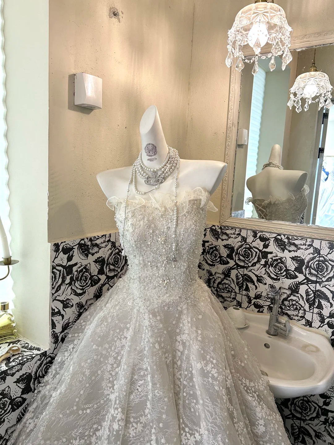 Ivory Strapless Waist-Cinched Accented Full Flared Long Romantic Dress, Wedding Gown gh7714