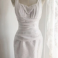 Vintage Sleeveless U‑Neck Mermaid Wedding Dress, Lace Inner V‑Neck Ruched Wrap Waist Tiered Tulle Layered Bridal Gown gh9113