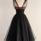 Robe de soirée courte noire en satin et tulle, de la marque girlhomeshops - hoco dresses gh5571