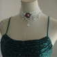 Emerald Green Spaghetti Strap Sequin Mermaid Evening Gown, Square Neck Side Ruched Fitted Long Prom Dress gh9126
