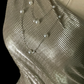 Champagne Gold Metallic One‑Shoulder Midi Evening Gown, Rhinestone Floral Shoulder Accent, Diagonal Ruched Waist, Fitted Bodycon Midi Dress, Retro Sexy Cocktail Prom Party Dress gh8880