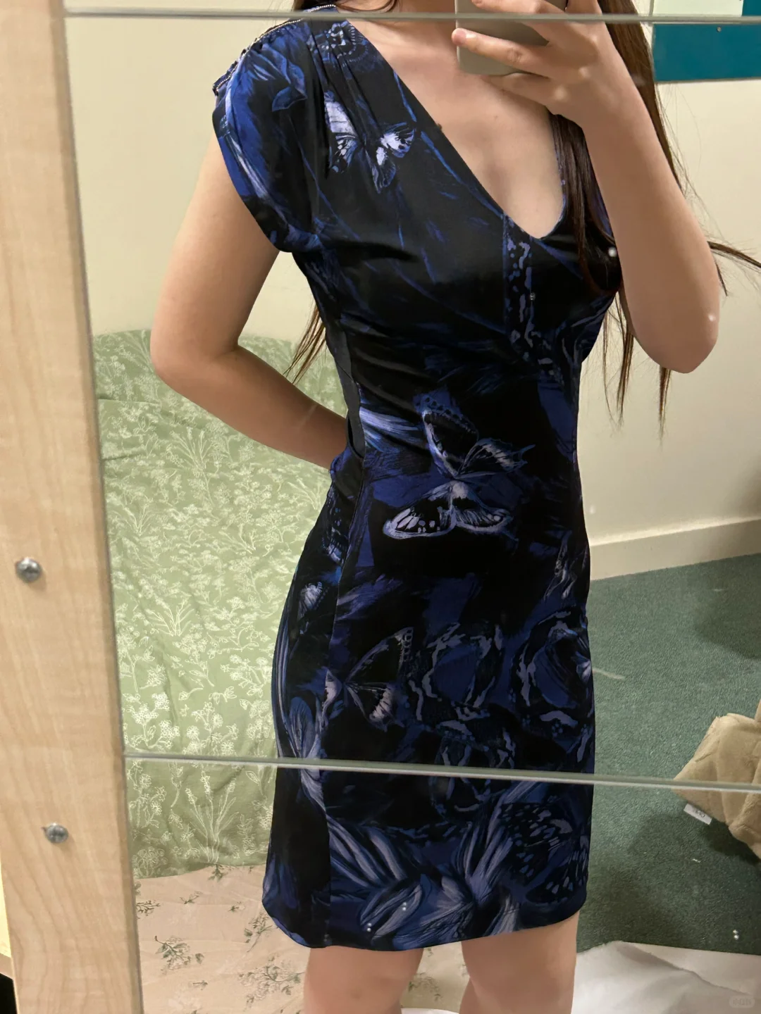Sexy Navy Blue Vintage Pattern Fitted Waist Slim Bodycon Prom & Evening Party Dress gh8468
