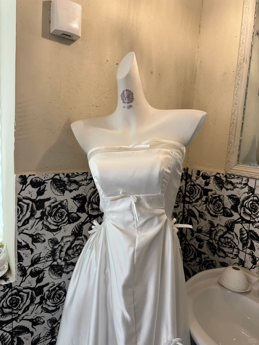 White Satin Strapless High Waist Figure-Flattering Long Romantic Dress, Wedding Gown gh7778