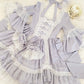 Light Purple Satin Square Neck Long Sleeve Tiered Ballgown Rococo-style Lace Bow Tea Party·Retro Party Dress gh6739