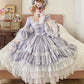 Light Purple Satin Square Neck Long Sleeve Tiered Ballgown Rococo-style Lace Bow Tea Party·Retro Party Dress gh6739