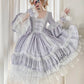Light Purple Satin Square Neck Long Sleeve Tiered Ballgown Rococo-style Lace Bow Tea Party·Retro Party Dress gh6739