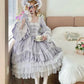 Light Purple Satin Square Neck Long Sleeve Tiered Ballgown Rococo-style Lace Bow Tea Party·Retro Party Dress gh6739