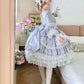 Light Purple Satin Square Neck Long Sleeve Tiered Ballgown Rococo-style Lace Bow Tea Party·Retro Party Dress gh6739