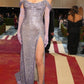 Purple Gorgeous Shiny Elegant Fashion Sequin Spaghetti Strap Long Sexy Side Slit Prom Dress Evening Dress Party Dress gh3690