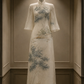 ✨Girlhomeshops-Chinese Ink Landscape Lace Qipao Long Evening Dress gh10359