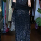 Black Vintage Prom Dress Halter Full Sequin Beaded Bodycon Side Slit With Fringe Shawl Long Evening Gown gh9610