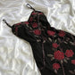 Robe de soirée longue en tulle à fleurs et perles, noire, magnifique, moulante, sans bretelles, exquise, rose rouge, gh3157