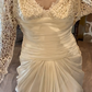 Ivory White Vintage Greek Wedding Gown, V‑Neck Lace Slip With Lace Long‑Sleeve Bolero Ruched Waist Draped Chiffon Bridal Dress gh9075
