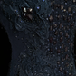 High Neck Navy Blue Mermaid Evening Gown Sleeveless Mesh 3D Floral Lace Sequined Formal Dress for Prom gh9537