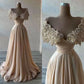 Robe de soirée élégante en tulle à perles brillantes de luxe Champagne gh3279