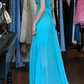 Turquoise Vintage Prom Dress One Shoulder 3D Flower Ruffle Pleated Chiffon Long Evening Gown gh9606