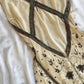 Fairytale Cream Beige/Black/Pink V Neck Sophisticated Elegant Floral Long Evening Prom Dress gh2941