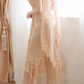 Women Champagne Long Evening Gown Spaghetti Straps 3D Floral Appliques Irregular Ruffled Skirt with Matching Shawl for Wedding Guest gh9563