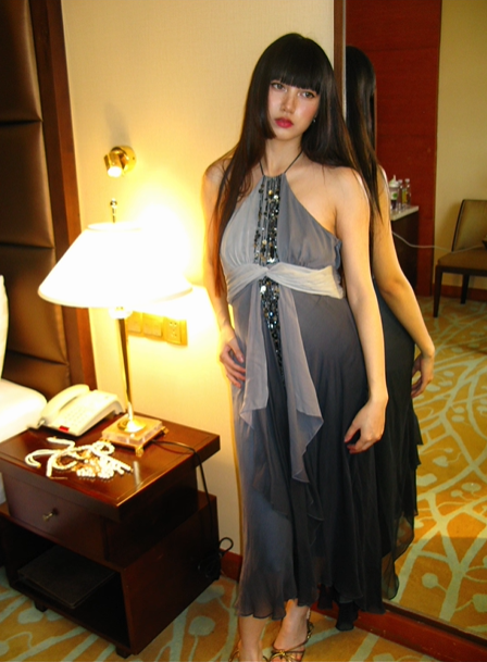 Grey Blue Ombre Halter Fitted Waist Long Vintage Elegant Prom Gown, Evening Party Dress gh8362