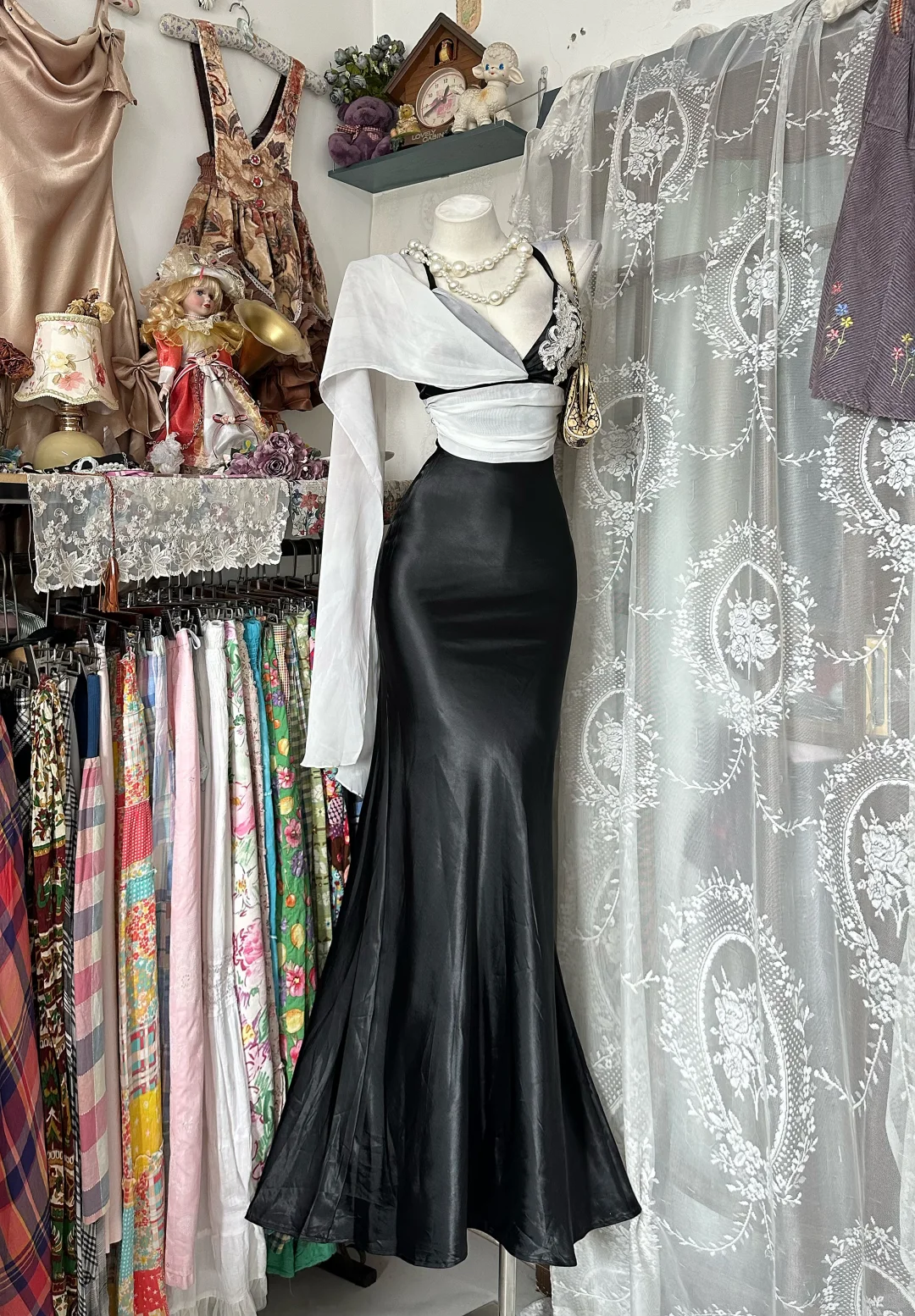 Sexy Long Black Vintage Spaghetti Strap Fitted Waist Slim Bodycon Prom & Evening Party Dress gh8474