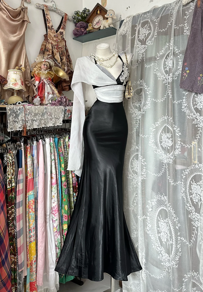 Sexy Long Black Vintage Spaghetti Strap Fitted Waist Slim Bodycon Prom & Evening Party Dress gh8474
