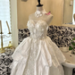White Strapless Waist-Cinched Voluminous Tiered Skirt Classic Romantic Dress, Wedding Gown gh7660