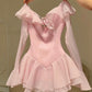 Pink Ruffle Short Chiffon Homecoming Dress Birthday Dress gh4625