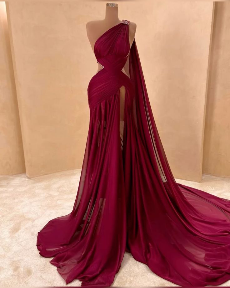 Girlhomeshops-Pflaumenfarbe modisches One-Shoulder-Sexy-elegantes langes Chiffon-Ballkleid Abendkleid gh5039
