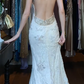 Ivory Halter Long Formal Gown Lace Applique Rhinestone Beaded Mermaid Prom Dress gh9638