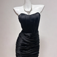 Black Strapless Corset Ruched Bodycon Mini Dress Party Cocktail Gown gh7111