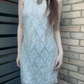 Off White Sexy Vintage Luxury Sleeveless Sequin Fitted Waist Prom & Evening Party Dress gh8439