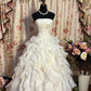 Ivory Fashion Elegant A-line Long Tulle Ruffle Ball Gown Evening Dress Wedding Dress gh3551