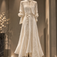 ✨Girlhomeshops-Chic Ivory Tie Neck New Chinese Lace Midi Gown gh10320