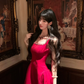 Women Glam Red Wide Strap Homecoming Dress Rhinestone Neck Cutout Back A-Line Flare Short Party Gown gh9436