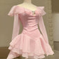 Pink Ruffle Short Chiffon Homecoming Dress Birthday Dress gh4625