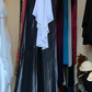 Black White Color Block Off Shoulder Evening Gown Draped Neck Sheath Long Formal Prom Dress gh9728