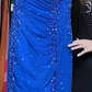 Spaghetti Strap Royal Blue Prom Dress Hand Beaded Rhinestone Ruched High Slit Chiffon Mermaid Evening Gown gh9827