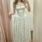 White floral sweet cute elegant long chiffon tube top homecoming dress wedding guest dress birthday party dress gh4083