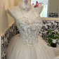 Ivory Strapless Waist-Cinched Full Flared Skirt Elegant Romantic Dress, Wedding Gown gh7650