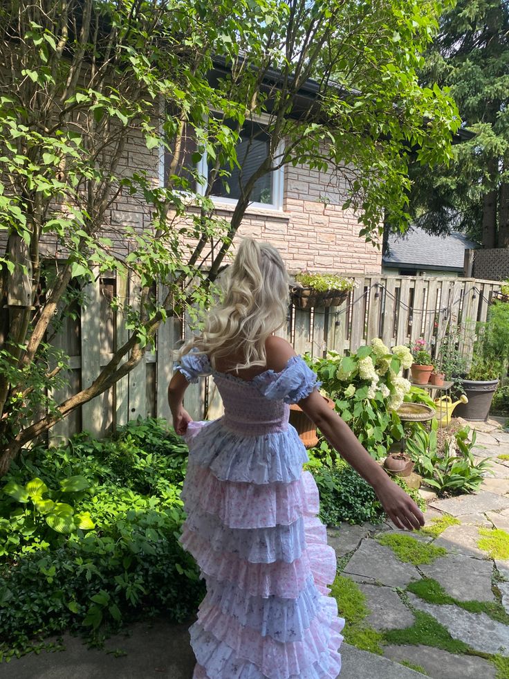 Robe de soirée longue en mousseline de soie à imprimé floral bleu violet vintage élégante gh3329