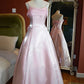 Robe de soirée longue en satin à bretelles spaghetti rose en tulle gh3259